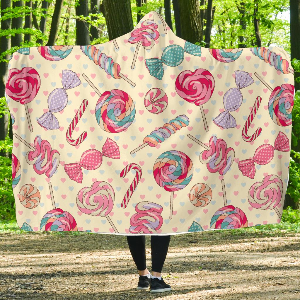 Candy Pattern Print Design CA04 Hooded Blanket-JORJUNE.COM