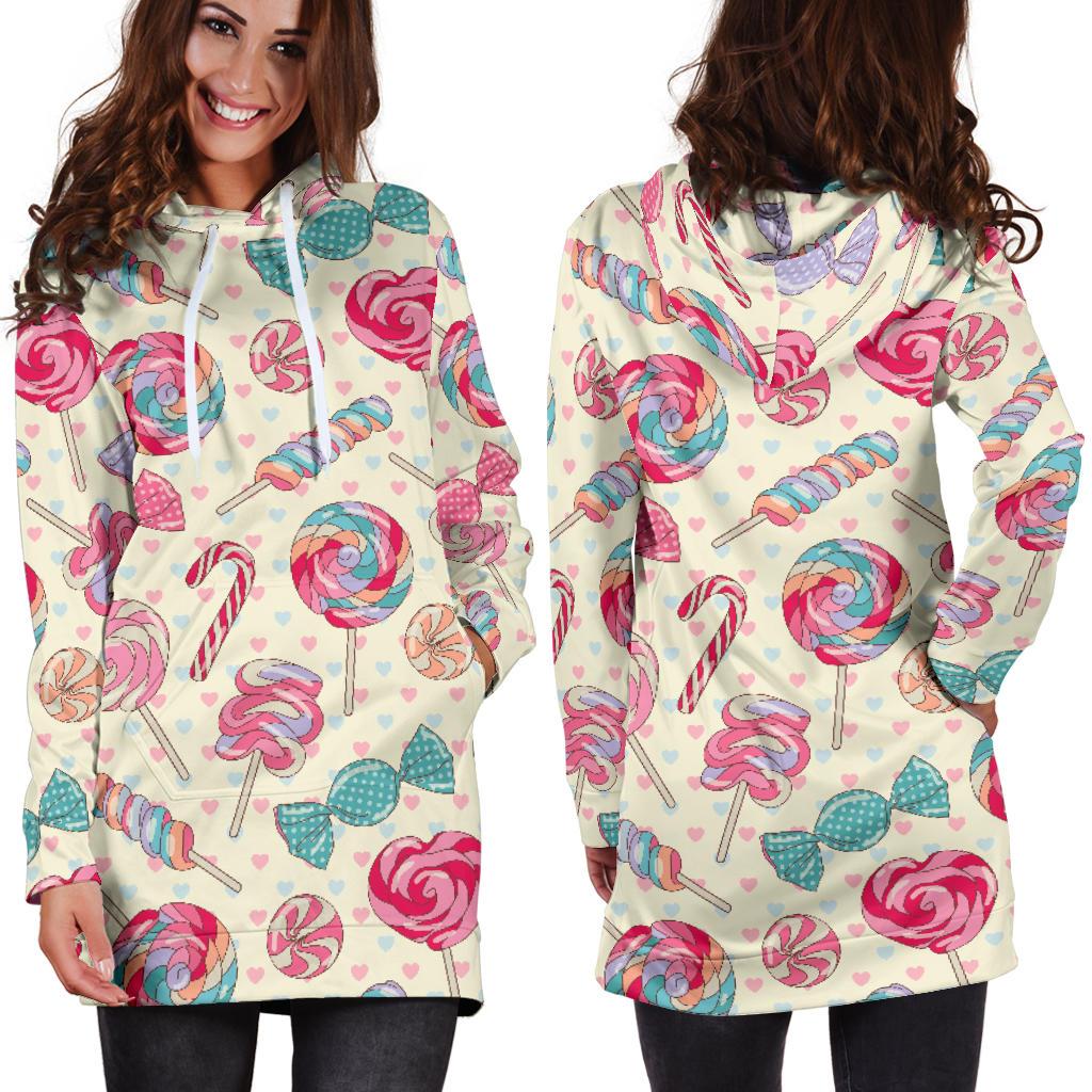 Candy Pattern Print Design CA04 Women Hoodie Dress