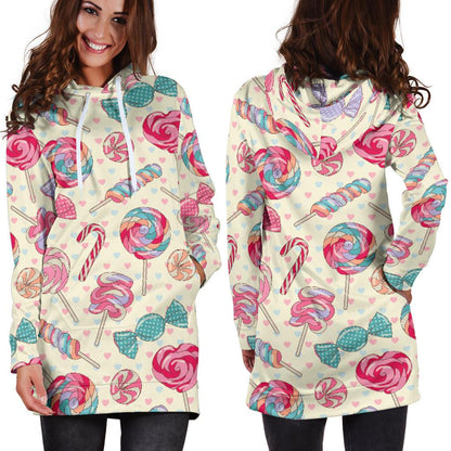 Candy Pattern Print Design CA04 Women Hoodie Dress