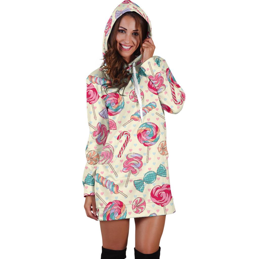 Candy Pattern Print Design CA04 Women Hoodie Dress