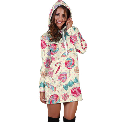 Candy Pattern Print Design CA04 Women Hoodie Dress