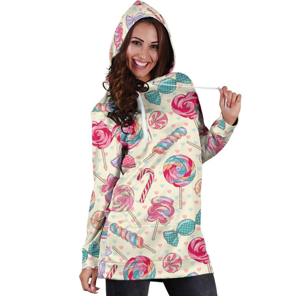 Candy Pattern Print Design CA04 Women Hoodie Dress