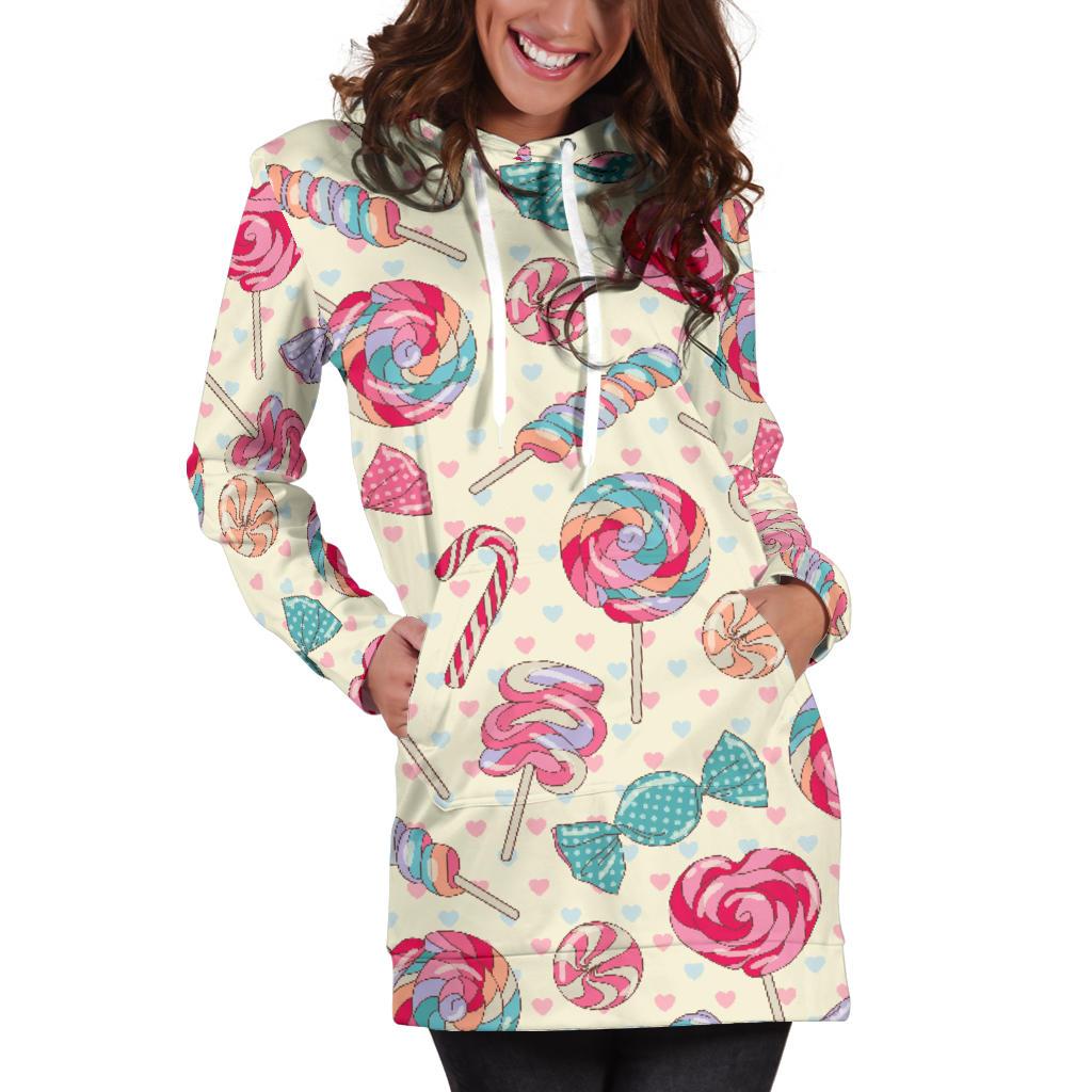 Candy Pattern Print Design CA04 Women Hoodie Dress
