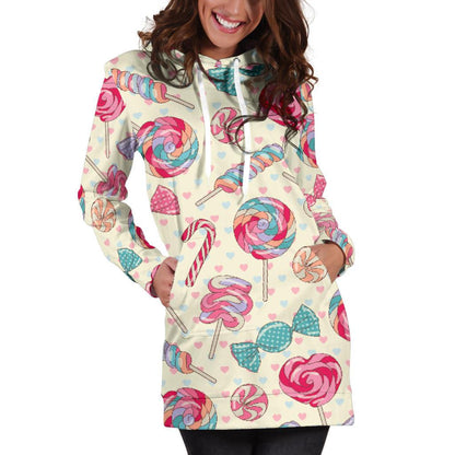 Candy Pattern Print Design CA04 Women Hoodie Dress