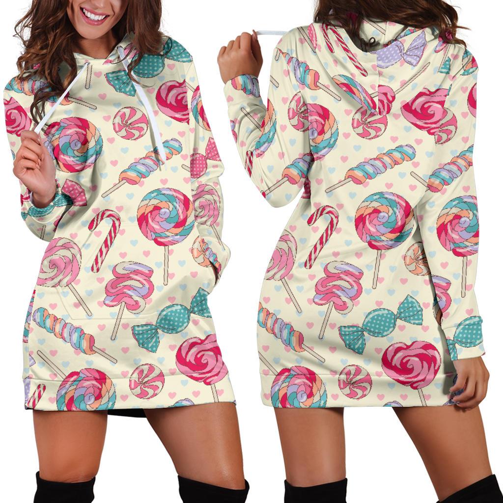 Candy Pattern Print Design CA04 Women Hoodie Dress