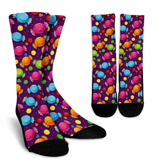 Candy Pattern Print Design CA05 Crew Socks-JORJUNE.COM