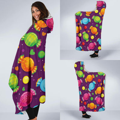 Candy Pattern Print Design CA05 Hooded Blanket-JORJUNE.COM