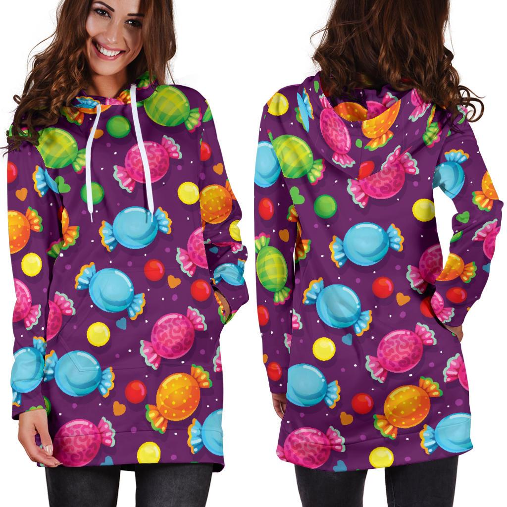 Candy Pattern Print Design CA05 Women Hoodie Dress