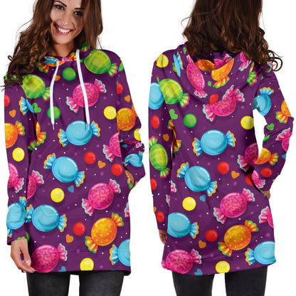 Candy Pattern Print Design CA05 Women Hoodie Dress