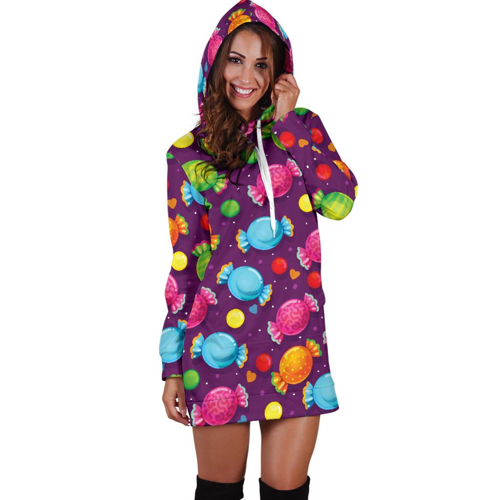 Candy Pattern Print Design CA05 Women Hoodie Dress