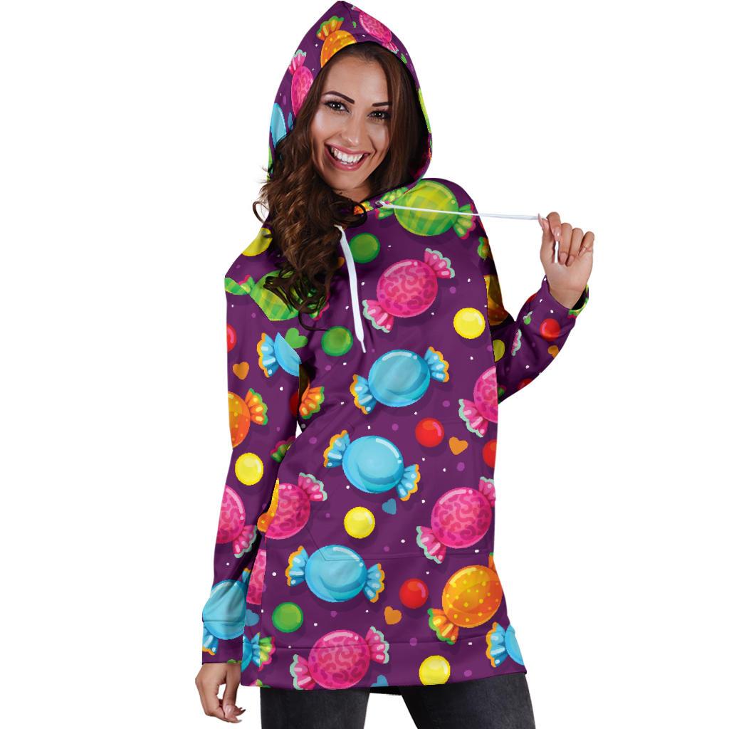 Candy Pattern Print Design CA05 Women Hoodie Dress