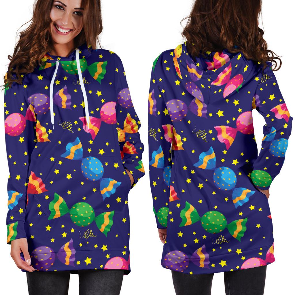 Candy Pattern Print Design CA06 Women Hoodie Dress