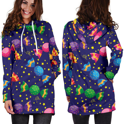 Candy Pattern Print Design CA06 Women Hoodie Dress