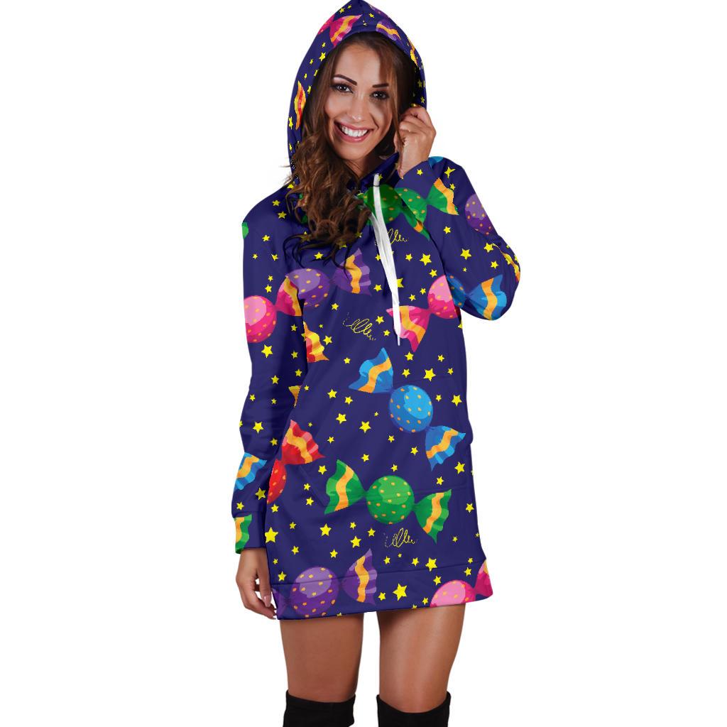 Candy Pattern Print Design CA06 Women Hoodie Dress