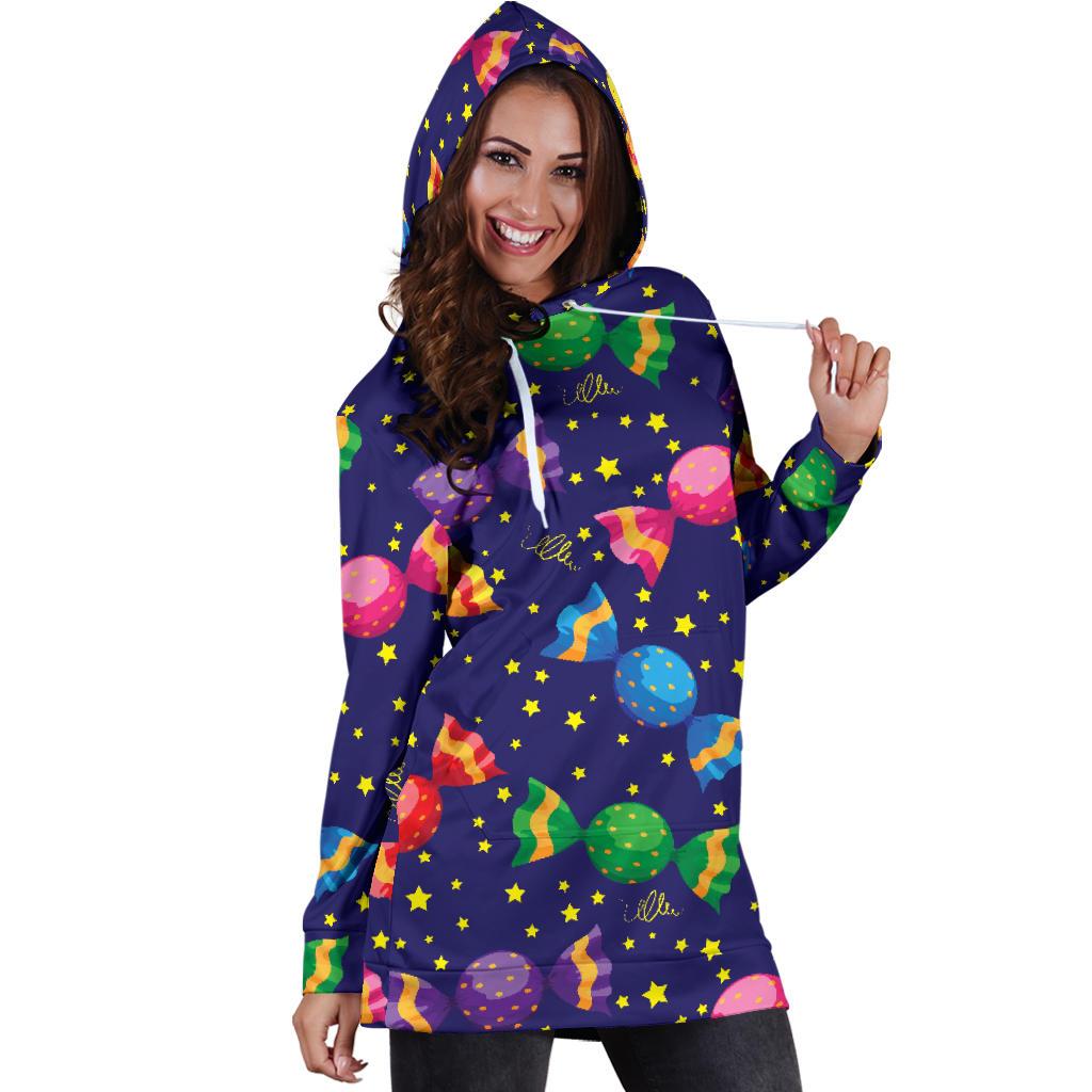 Candy Pattern Print Design CA06 Women Hoodie Dress