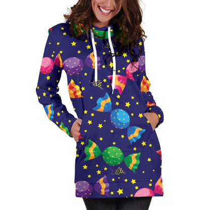 Candy Pattern Print Design CA06 Women Hoodie Dress