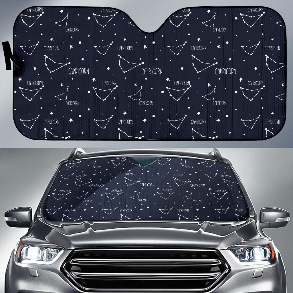 Capricorn Zodiac Pattern Print Design 01 Car Sun Shade-JORJUNE.COM