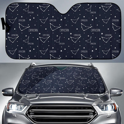 Capricorn Zodiac Pattern Print Design 01 Car Sun Shade-JORJUNE.COM