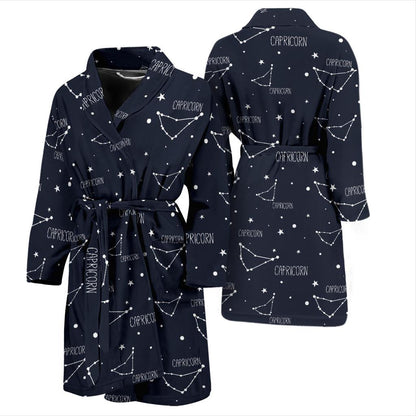 Capricorn Zodiac Pattern Print Design 01 Men Bathrobe-JORJUNE.COM