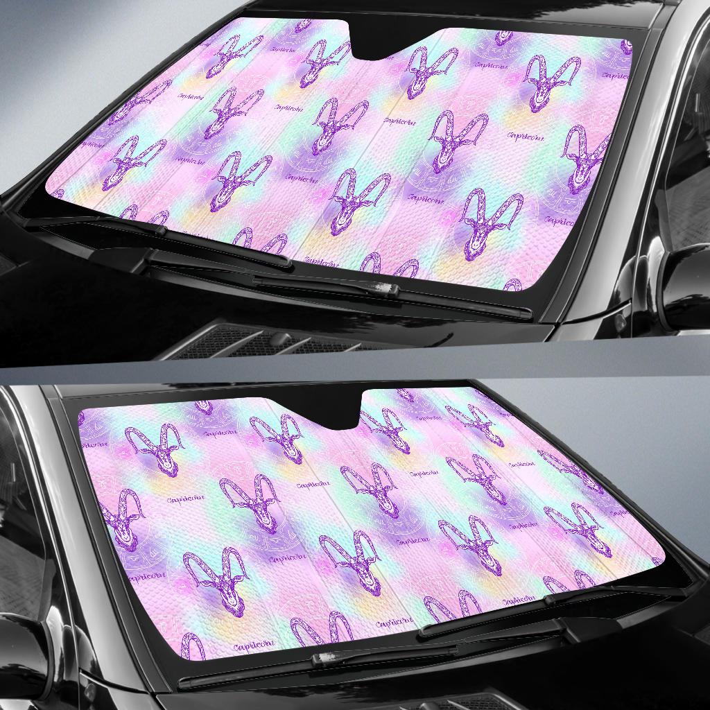 Capricorn Zodiac Pattern Print Design 02 Car Sun Shade-JORJUNE.COM