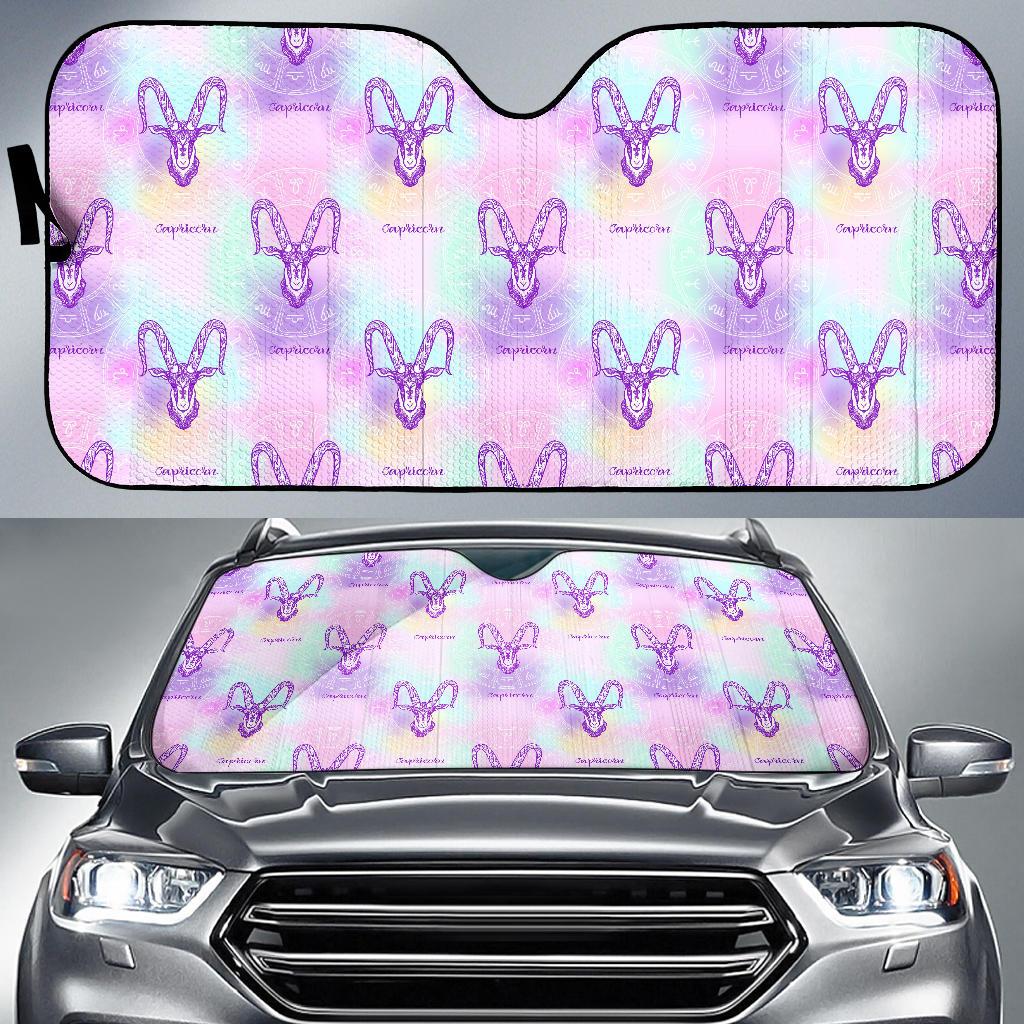 Capricorn Zodiac Pattern Print Design 02 Car Sun Shade-JORJUNE.COM