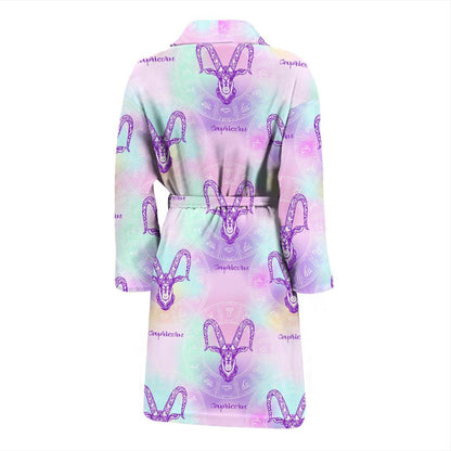 Capricorn Zodiac Pattern Print Design 02 Men Bathrobe-JORJUNE.COM