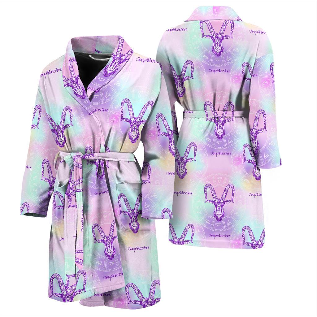 Capricorn Zodiac Pattern Print Design 02 Men Bathrobe-JORJUNE.COM