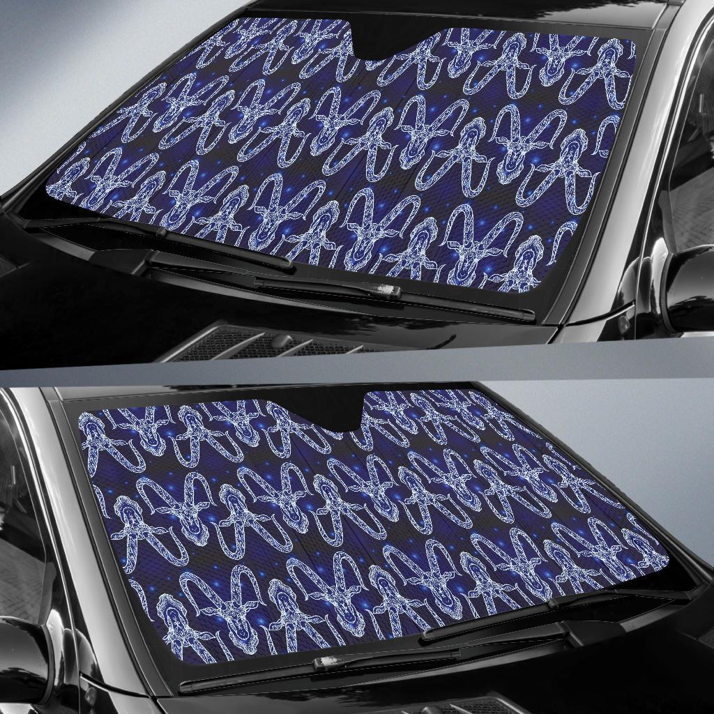 Capricorn Zodiac Pattern Print Design 03 Car Sun Shade-JORJUNE.COM