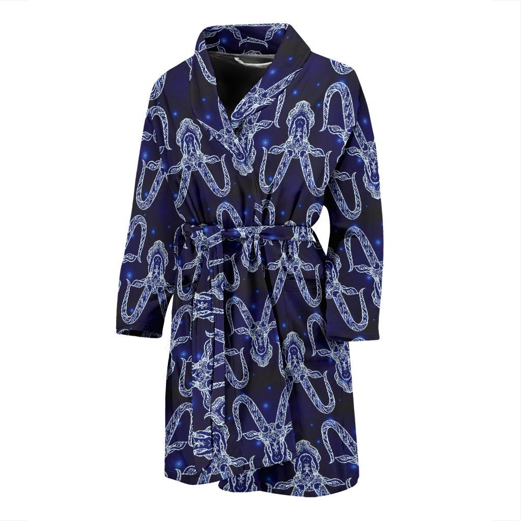 Capricorn Zodiac Pattern Print Design 03 Men Bathrobe-JORJUNE.COM