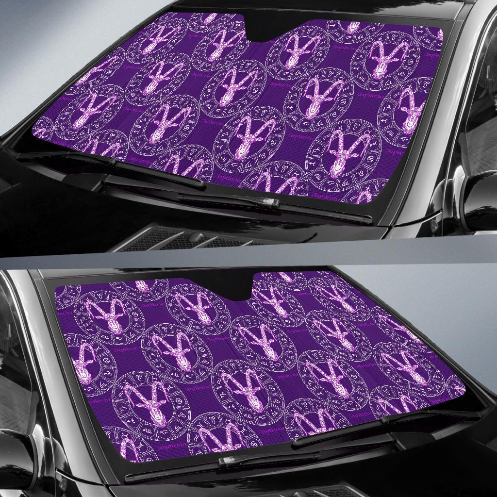 Capricorn Zodiac Pattern Print Design 04 Car Sun Shade-JORJUNE.COM