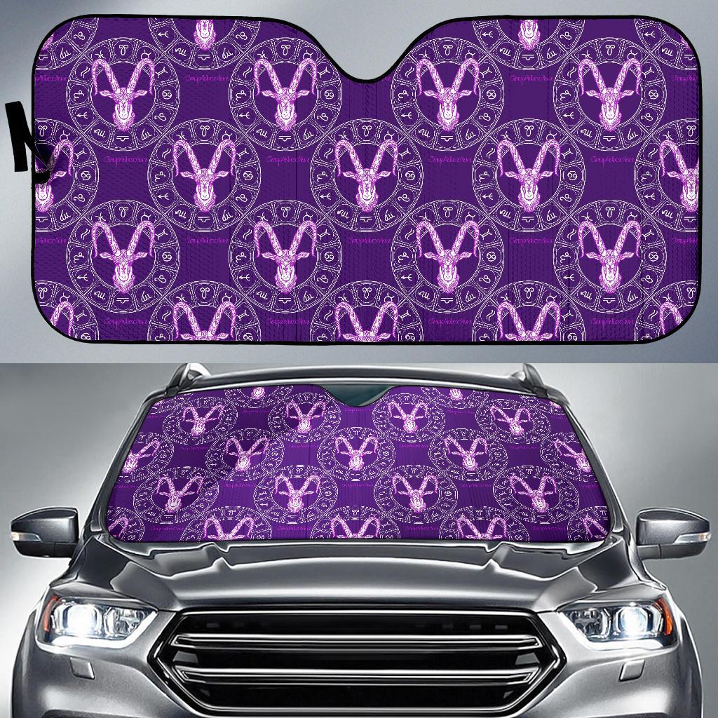 Capricorn Zodiac Pattern Print Design 04 Car Sun Shade-JORJUNE.COM