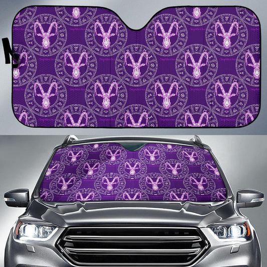 Capricorn Zodiac Pattern Print Design 04 Car Sun Shade-JORJUNE.COM