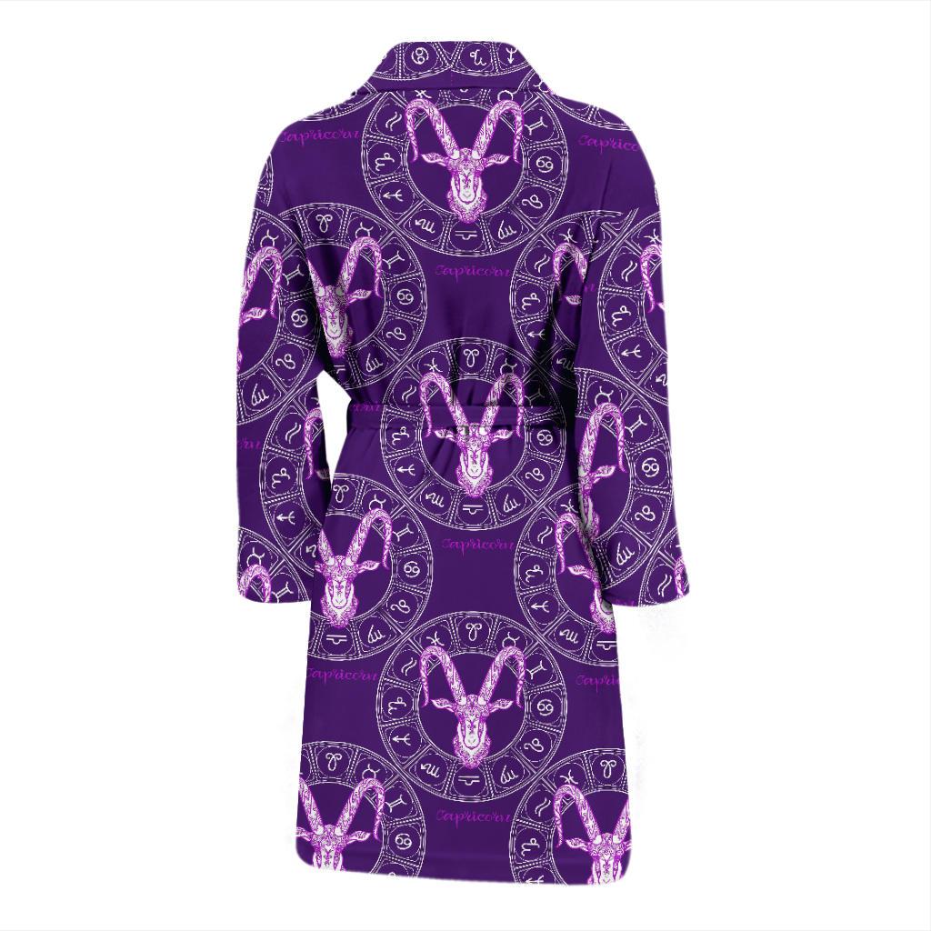 Capricorn Zodiac Pattern Print Design 04 Men Bathrobe-JORJUNE.COM