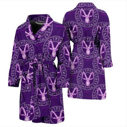 Capricorn Zodiac Pattern Print Design 04 Men Bathrobe-JORJUNE.COM