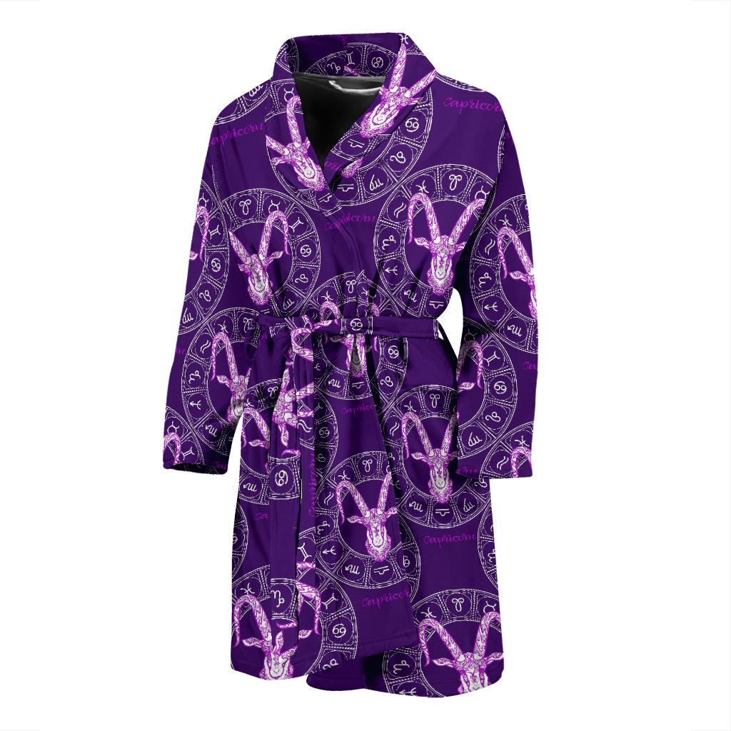 Capricorn Zodiac Pattern Print Design 04 Men Bathrobe-JORJUNE.COM