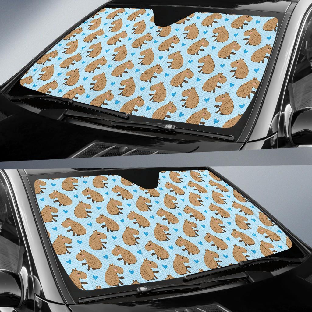 Capybara Pattern Print Design 01 Car Sun Shade-JORJUNE.COM