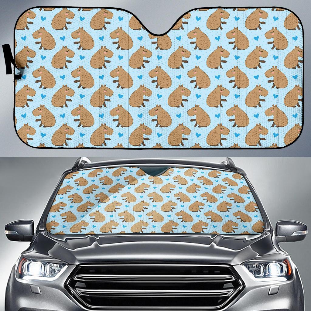 Capybara Pattern Print Design 01 Car Sun Shade-JORJUNE.COM