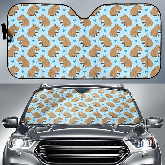 Capybara Pattern Print Design 01 Car Sun Shade-JORJUNE.COM