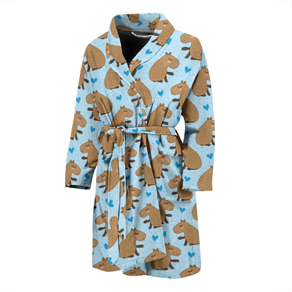 Capybara Pattern Print Design 01 Men Bathrobe-JORJUNE.COM
