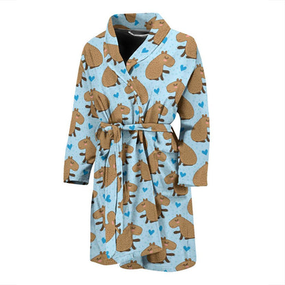 Capybara Pattern Print Design 01 Men Bathrobe-JORJUNE.COM
