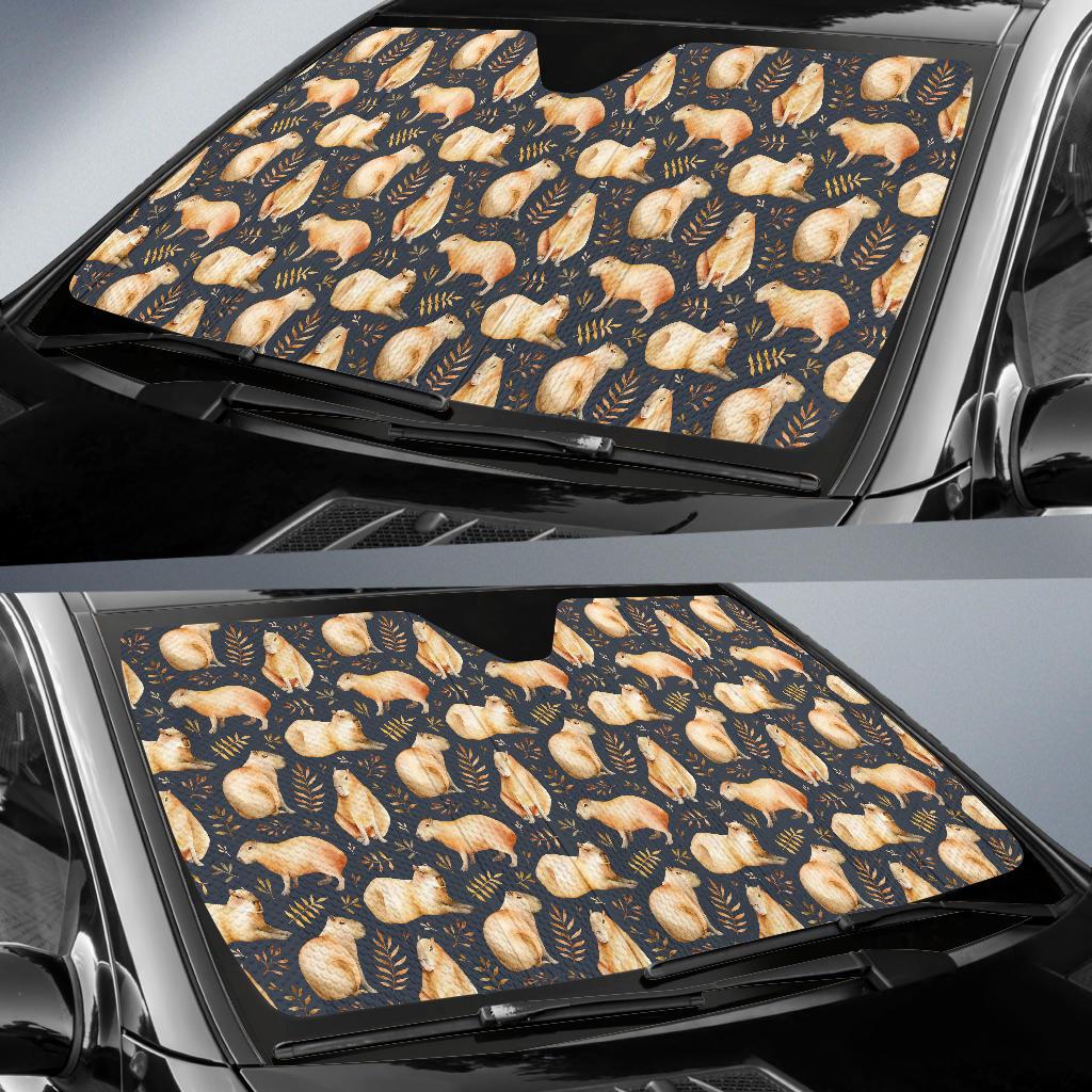 Capybara Pattern Print Design 02 Car Sun Shade-JORJUNE.COM