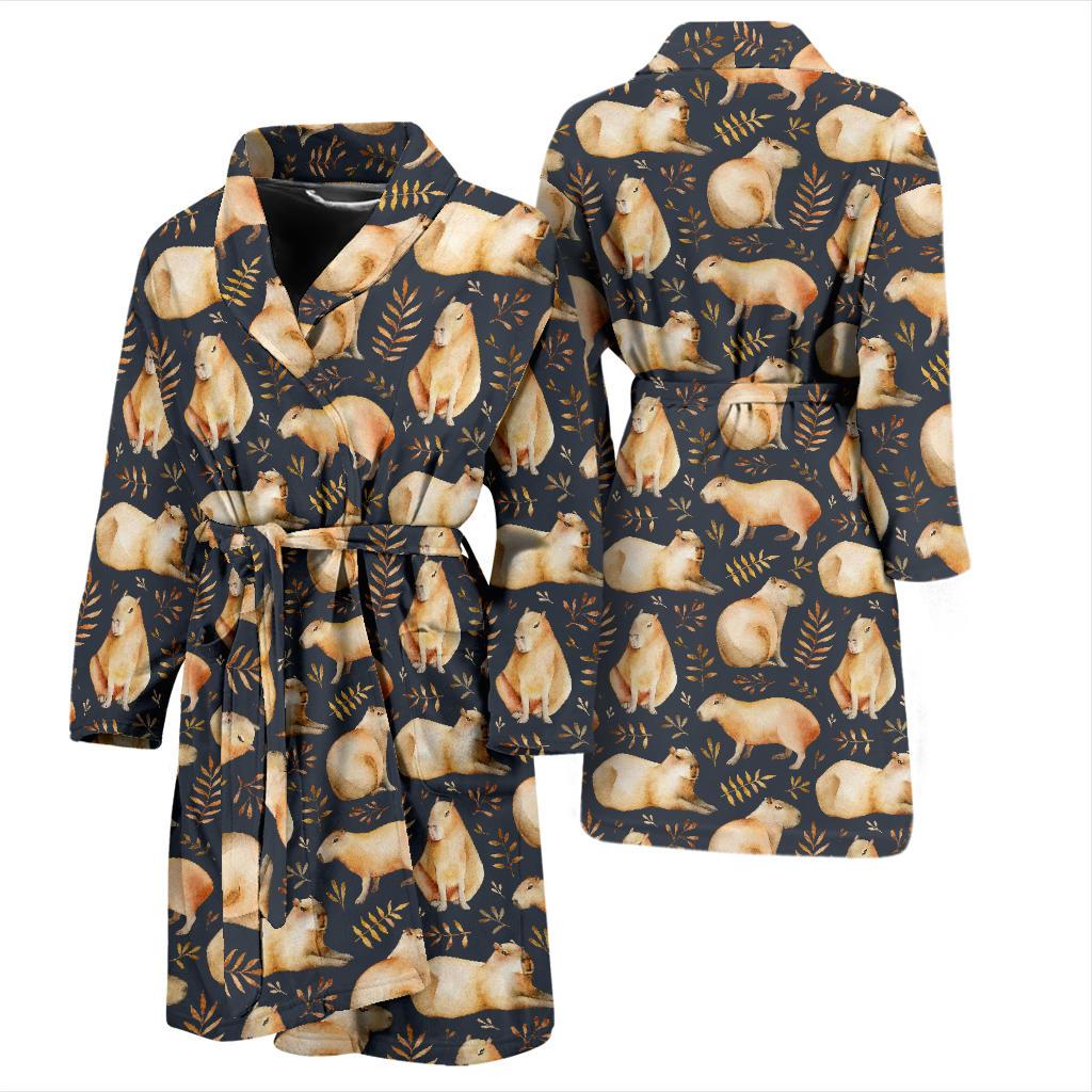Capybara Pattern Print Design 02 Men Bathrobe-JORJUNE.COM