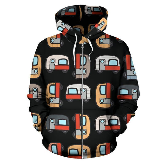 Caravan Camper Camping Women Men Zip Up Hoodie