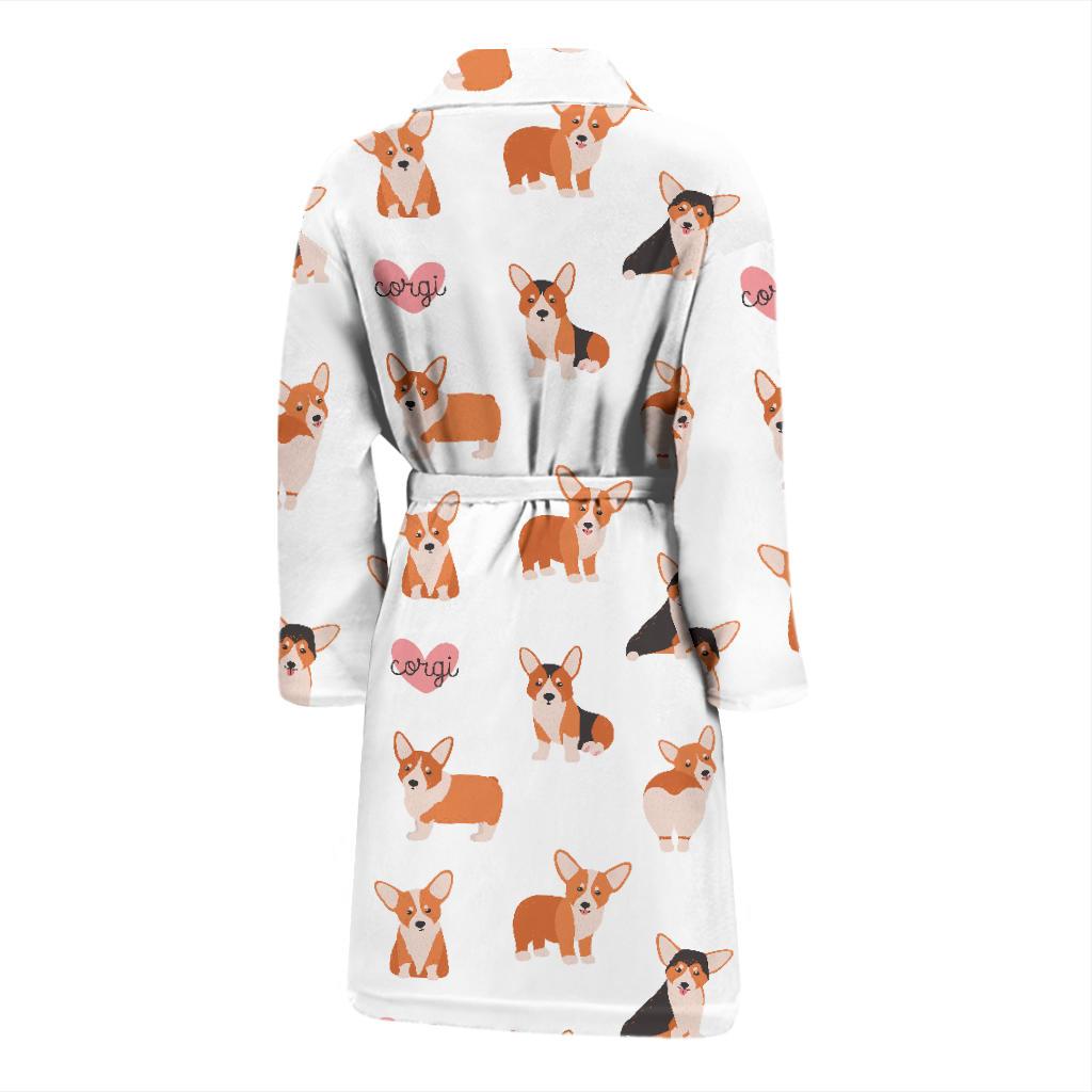 Cardigan Welsh Corgis Pattern Print Design 02 Men Bathrobe-JORJUNE.COM