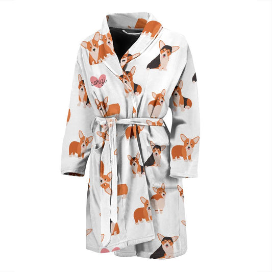 Cardigan Welsh Corgis Pattern Print Design 02 Men Bathrobe-JORJUNE.COM