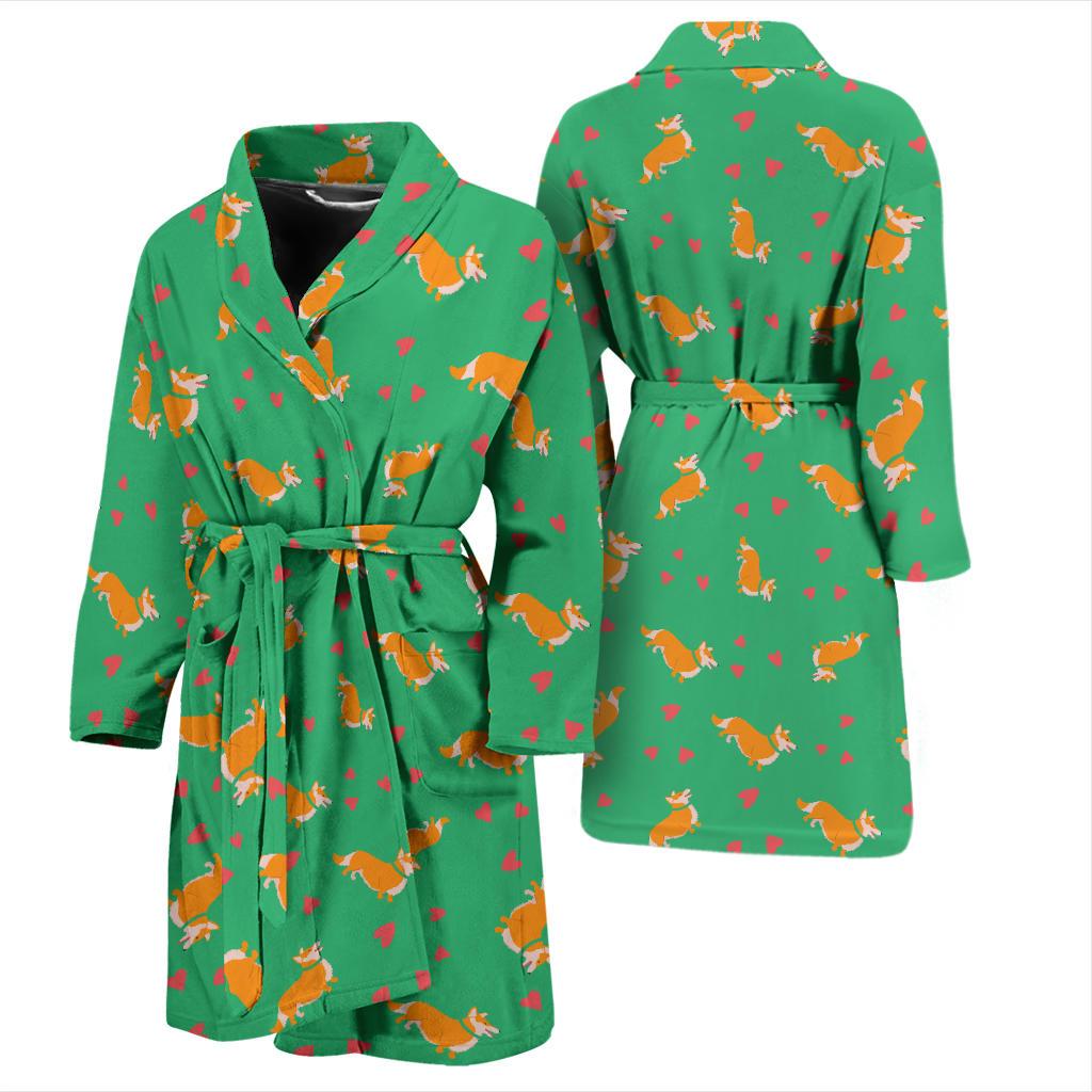 Cardigan Welsh Corgis Pattern Print Design 03 Men Bathrobe-JORJUNE.COM