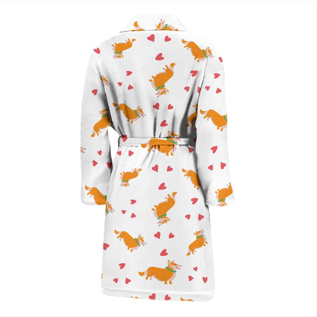 Cardigan Welsh Corgis Pattern Print Design 04 Men Bathrobe-JORJUNE.COM