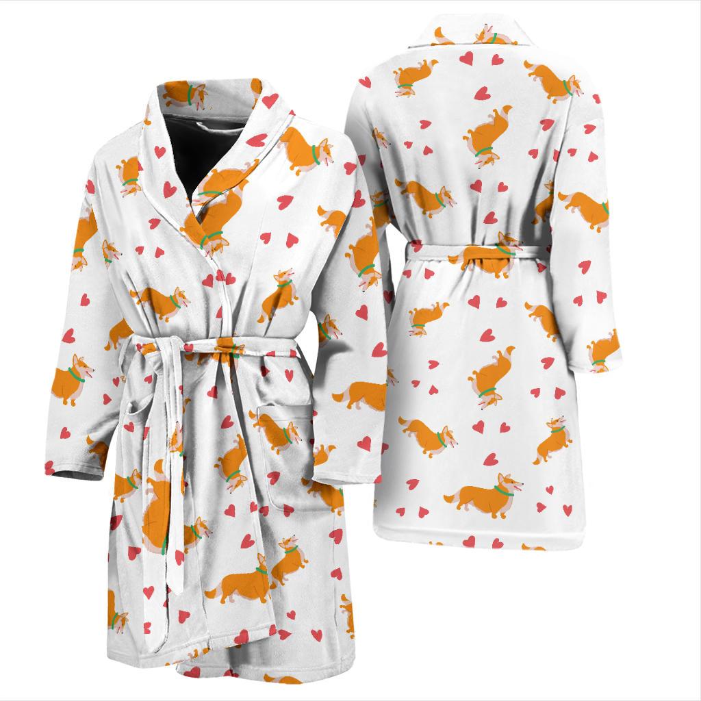 Cardigan Welsh Corgis Pattern Print Design 04 Men Bathrobe-JORJUNE.COM