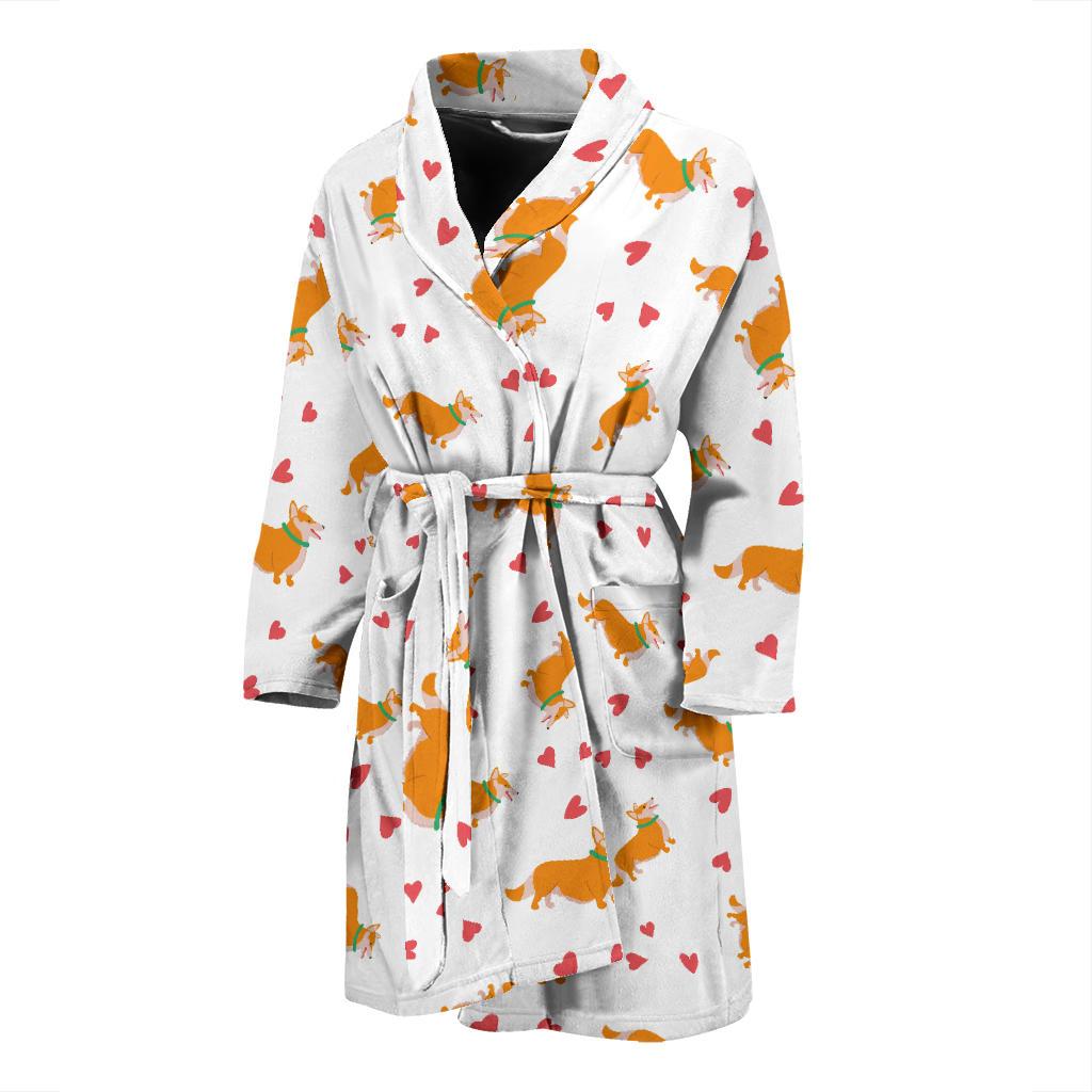 Cardigan Welsh Corgis Pattern Print Design 04 Men Bathrobe-JORJUNE.COM