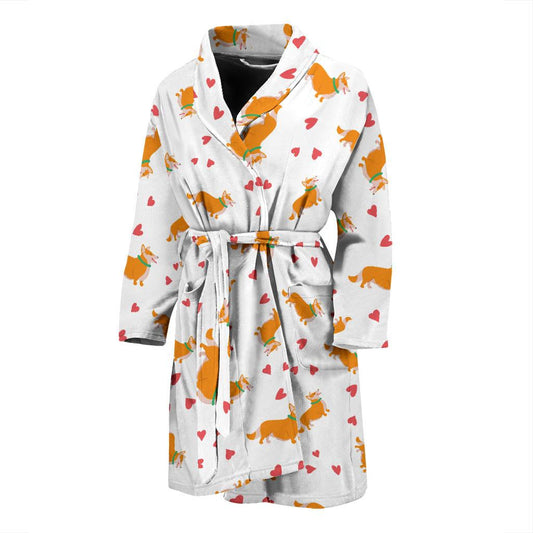 Cardigan Welsh Corgis Pattern Print Design 04 Men Bathrobe-JORJUNE.COM